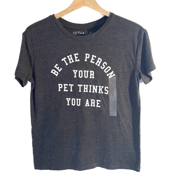 Fifth Sun Women’s Charcoal Gray Pet Person T-Shirt, Size Small - Picture 2 of 6